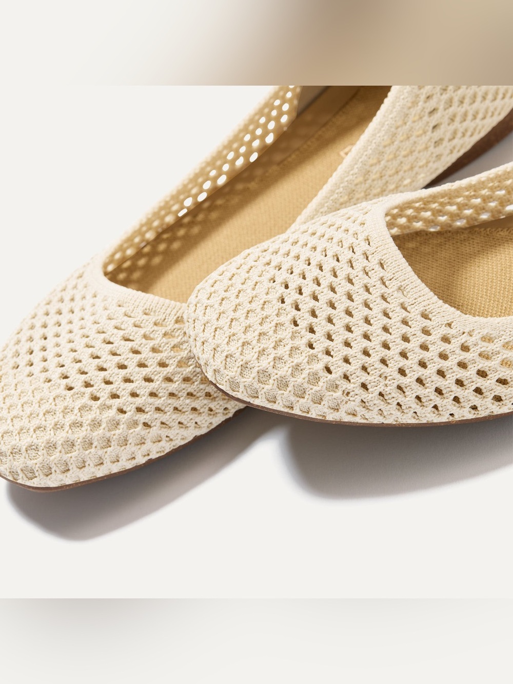 Rothy's The Max Square Off White Mesh Ballet Flats Ivory Perforated Knit Shoes 8 - Picture 14 of 14